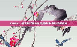 CSPN，数字时代的文化传播先锋-醋酸泼尼松片