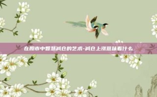 在股市中智慧减仓的艺术-减仓上涨意味着什么