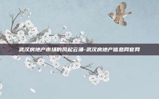 武汉房地产市场的风起云涌-武汉房地产信息网官网