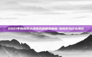 2021年狗狗币大涨背后的原因解析-狗狗币为什么涨价