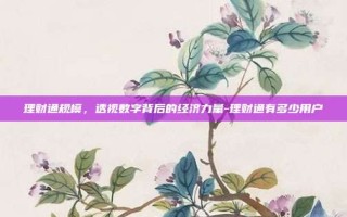 理财通规模，透视数字背后的经济力量-理财通有多少用户