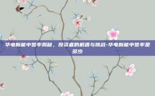 华电新能中签率揭秘，投资者的机遇与挑战-华电新能中签率是多少
