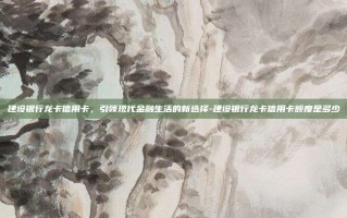 建设银行龙卡信用卡，引领现代金融生活的新选择-建设银行龙卡信用卡额度是多少