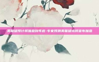 美联储预计将加息到年底-专家预测美联储或将宣布加息