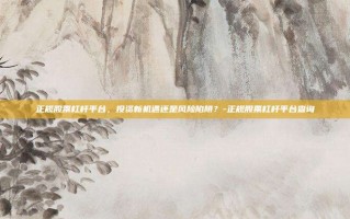 正规股票杠杆平台，投资新机遇还是风险陷阱？-正规股票杠杆平台查询