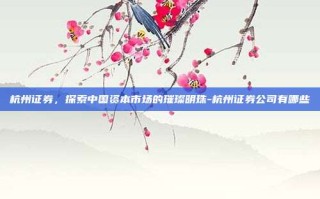 杭州证券，探索中国资本市场的璀璨明珠-杭州证券公司有哪些