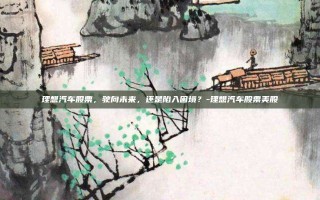 理想汽车股票，驶向未来，还是陷入困境？-理想汽车股票美股