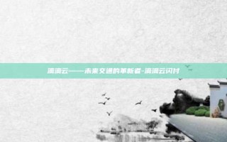 滴滴云——未来交通的革新者-滴滴云闪付
