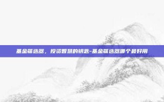 基金筛选器，投资智慧的钥匙-基金筛选器哪个最好用