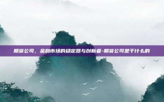 期货公司，金融市场的稳定器与创新者-期货公司是干什么的