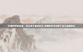 阿里巴巴的未来，不止步于电商巨头-阿里巴巴不续费了多久店铺停止