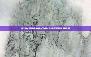 深圳私募基金的崛起与挑战-深圳私募基金暴雷