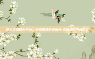 探索高端理财平台，财富管理的新纪元-高端理财平台排名