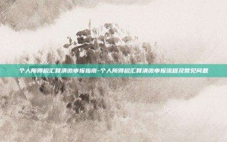 个人所得税汇算清缴申报指南-个人所得税汇算清缴申报流程及常见问题