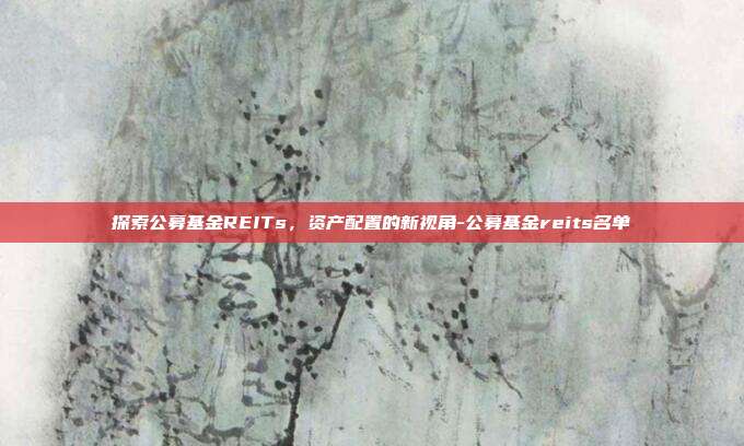 探索公募基金REITs，资产配置的新视角-公募基金reits名单-第1张图片-欧易官网APP下载