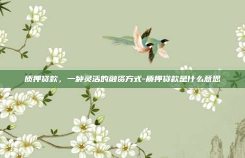 质押贷款,一种灵活的融资方式-质押贷款是什么意思-第1张图片-欧易官网APP下载 质押贷款,一种灵活的融资方式-质押贷款是什么意思-第1张图片-欧易官网APP下载