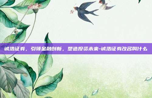 诚浩证券,引领金融创新,塑造投资未来-诚浩证券改名叫什么-第1张图片-欧易官网APP下载 诚浩证券,引领金融创新,塑造投资未来-诚浩证券改名叫什么-第1张图片-欧易官网APP下载