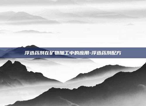 浮选药剂在矿物加工中的应用-浮选药剂配方-第1张图片-欧易官网APP下载 浮选药剂在矿物加工中的应用-浮选药剂配方-第1张图片-欧易官网APP下载
